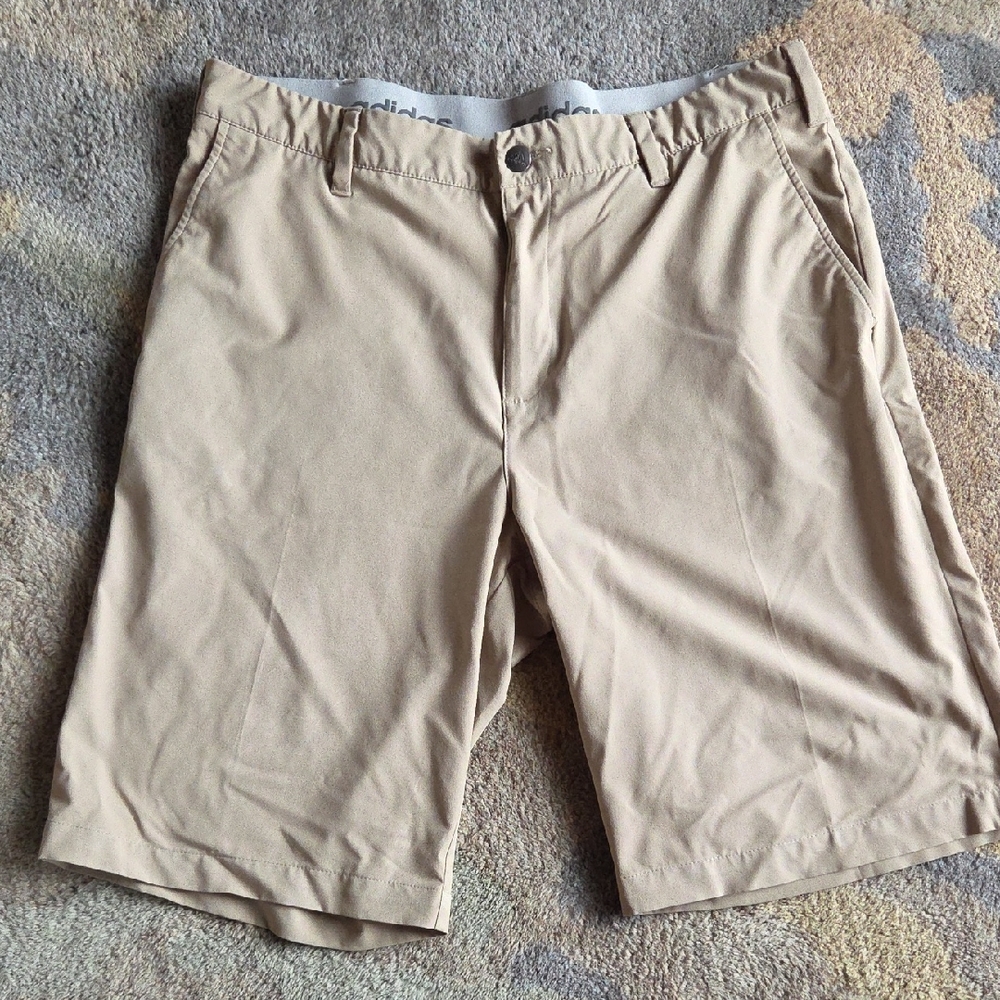 Adidas Men's Beige Flat Front Shorts